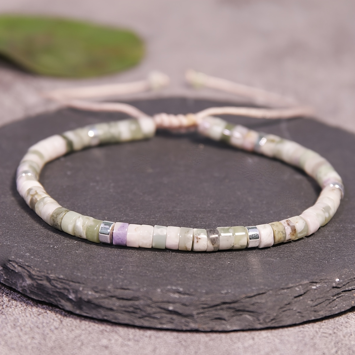 Turquoise Stone Bracelet 4mm Delicate Beaded Bracelet with Adjustment